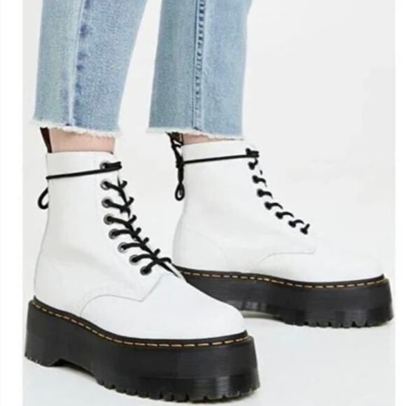 NEW Dr. Martens 1460 Pascal Max White‎ Leather Platform Combat Boots - Picture 1 of 13